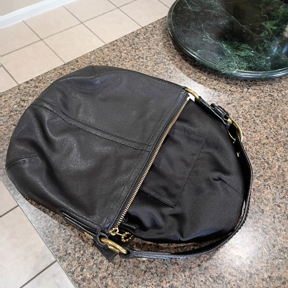 COACH Mini Black Soft Pebbled Leather Hobo Shoulder Bag Y2k - Picture 7 of 17